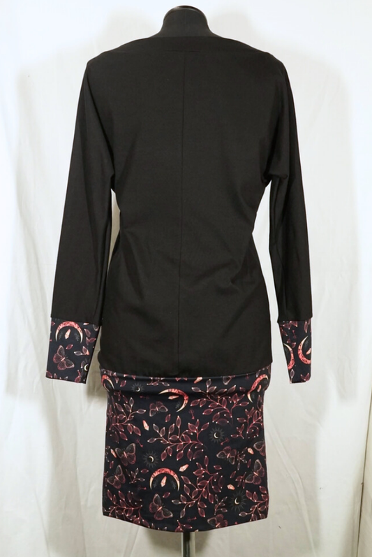 2. Hand kleid mit Blätter mit Mond Muster XS