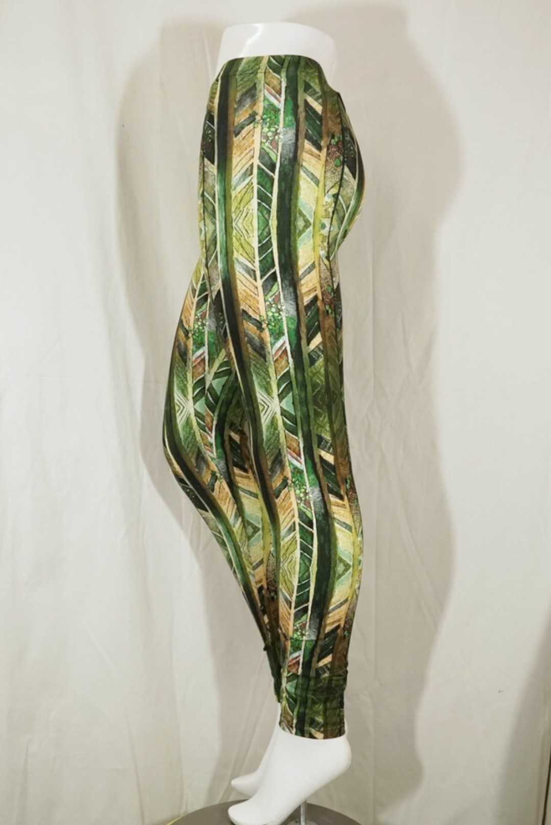 2. Hand Grün gemusterte Leggings S