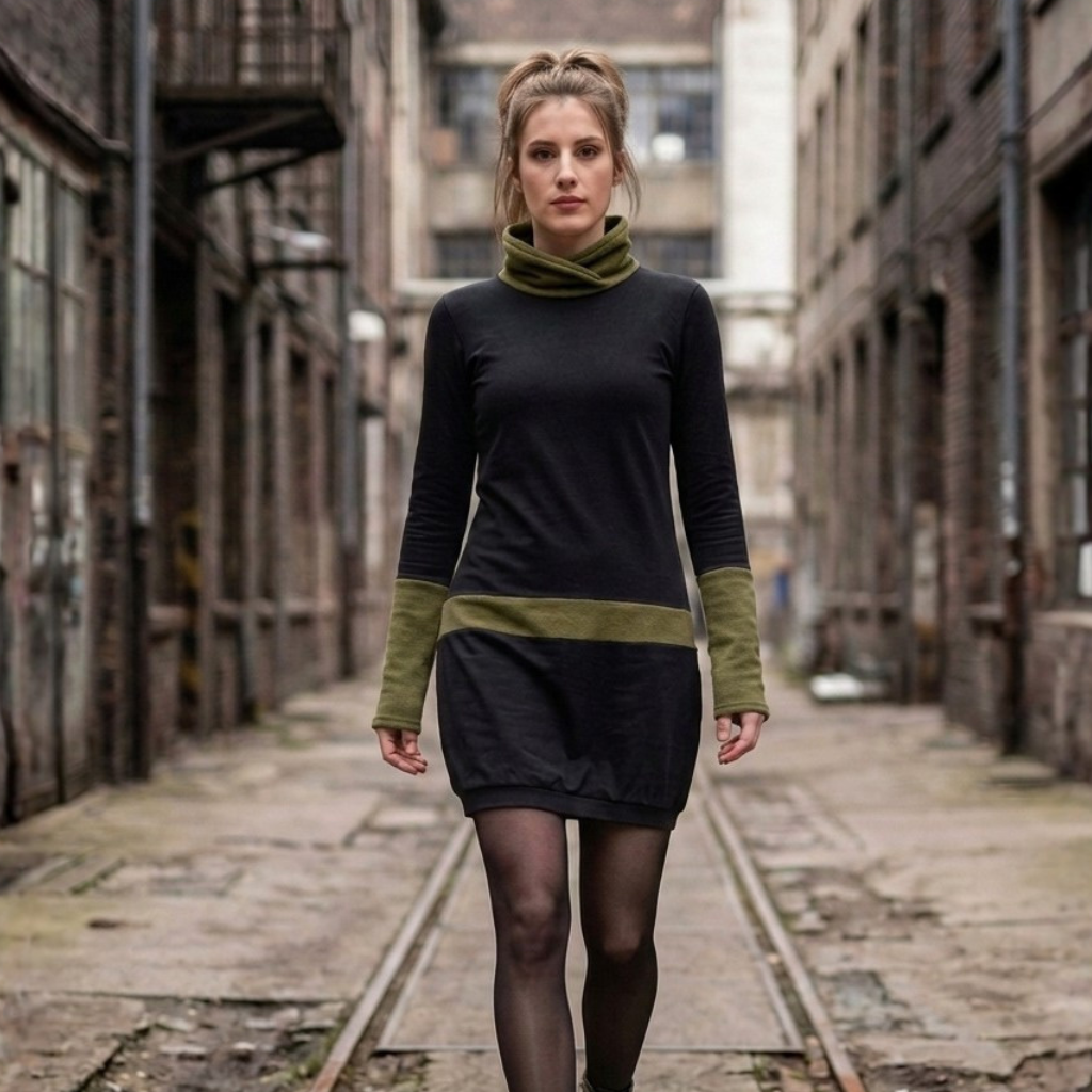 Winterkleid Fleece Kragen grün