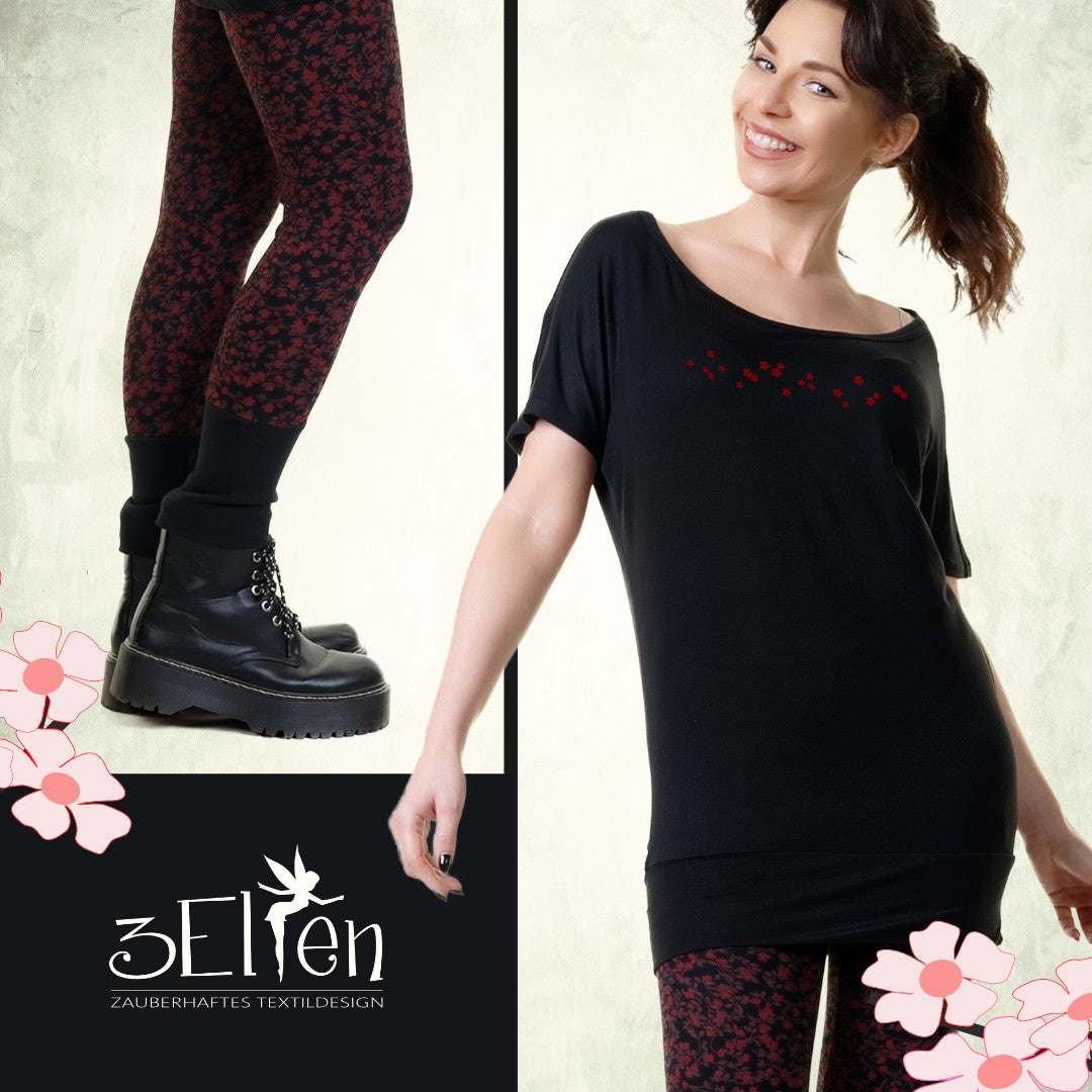 Red Flower Leggins & Shortdress Kombi Angebot