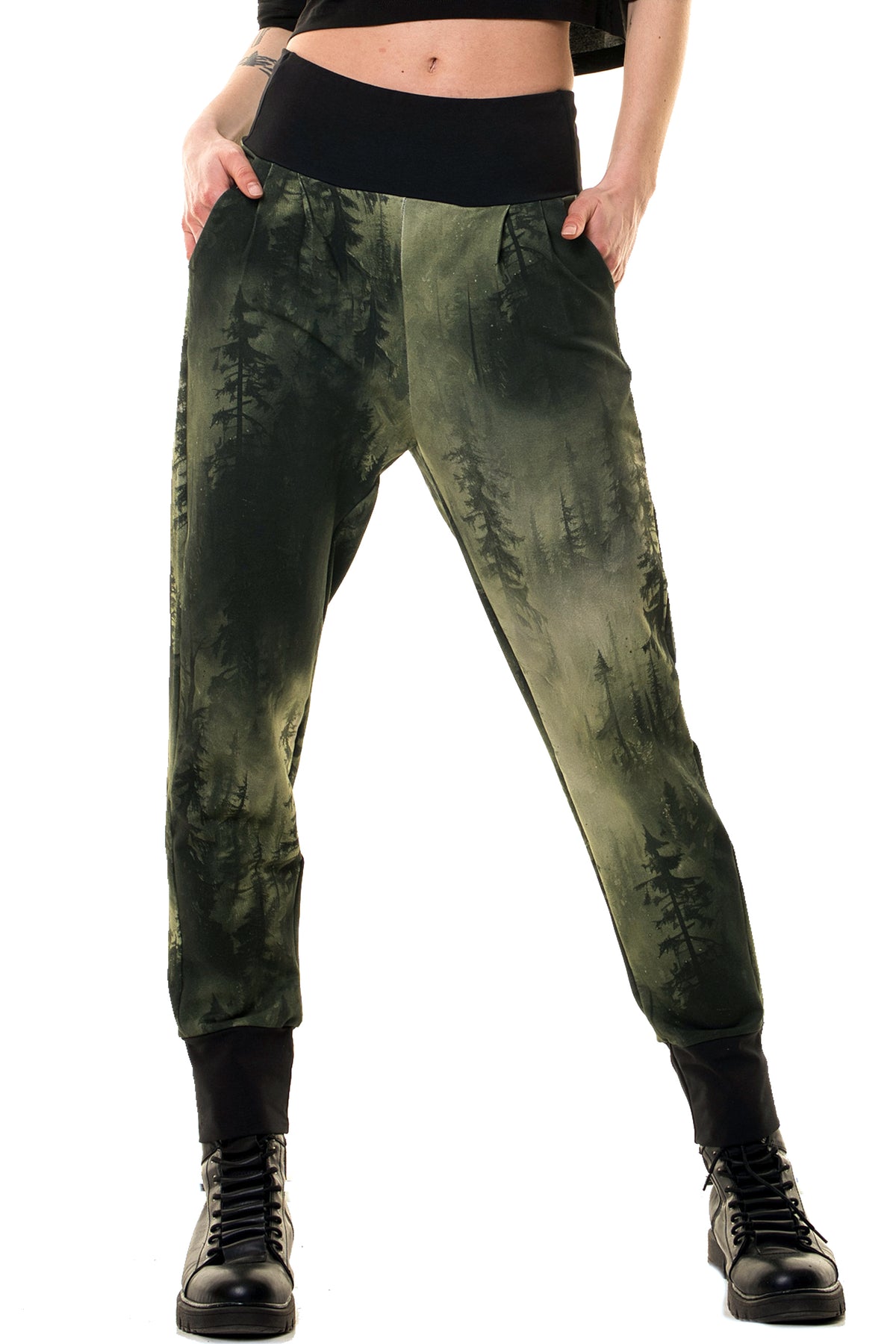 Yoga Star Baggy Hose mit Nebelwald-Print von 3Elfen – Ansicht 6