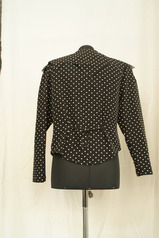 2.Hand Größe 38 schwarze Jacke mit weißen Punkten und Schulterpolstern