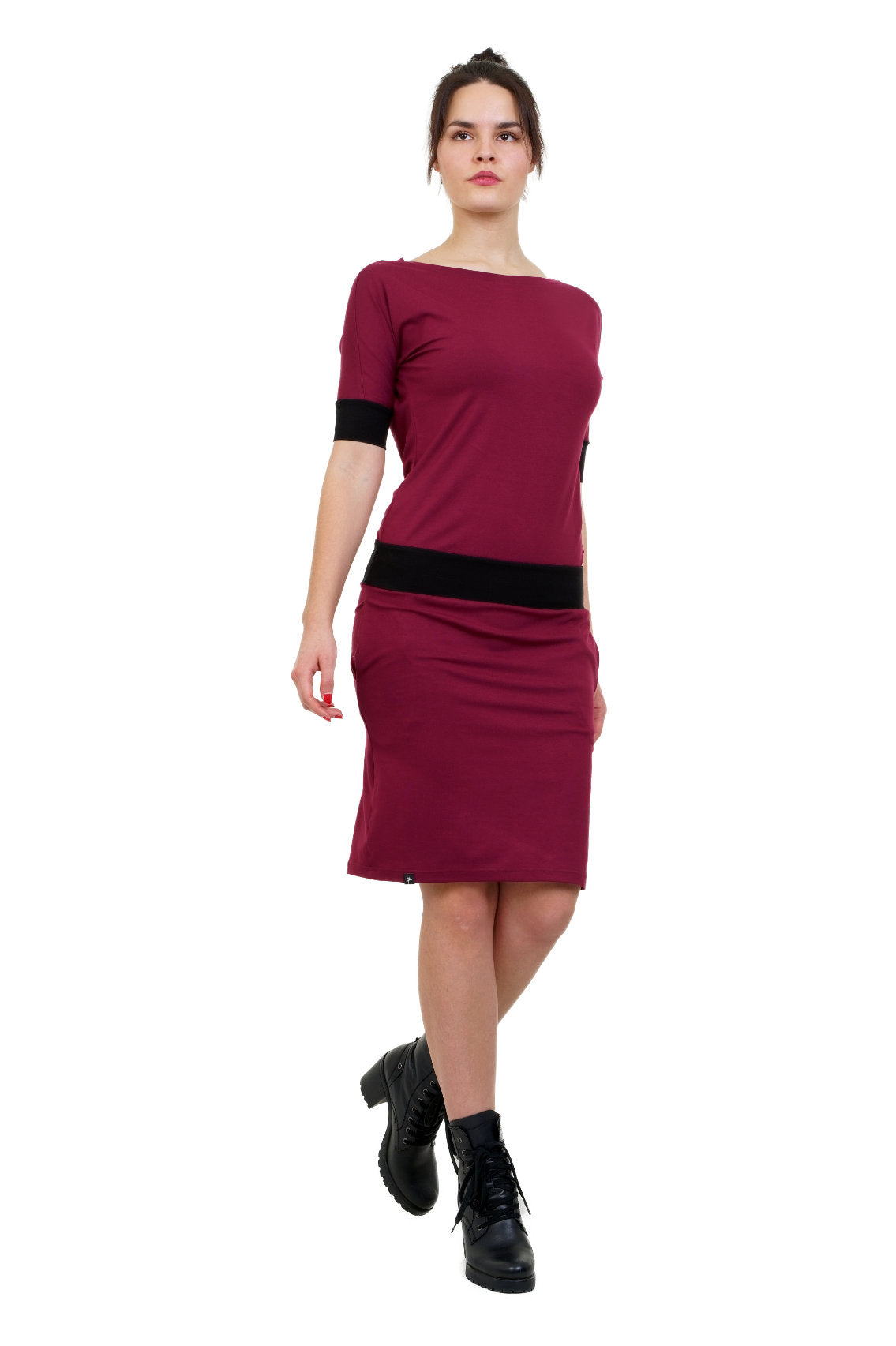 SALE Größe L Fledermaus Kleid bordeaux schwarz