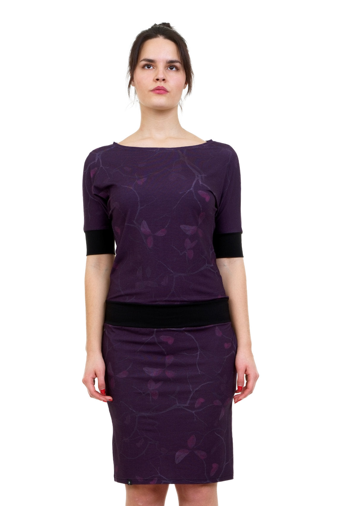 Fledermaus Kleid Blattwerk violett