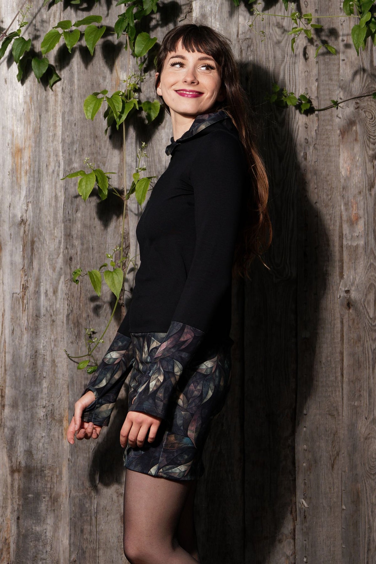 Hoodiekleid Winterzauber schwarz Black Diamond von 3Elfen
