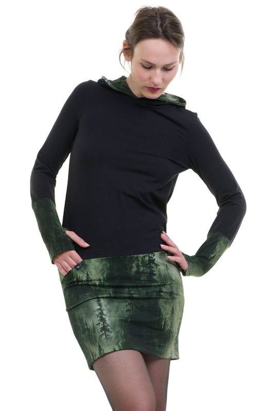 Hoodie dress winter magic black cloud forest