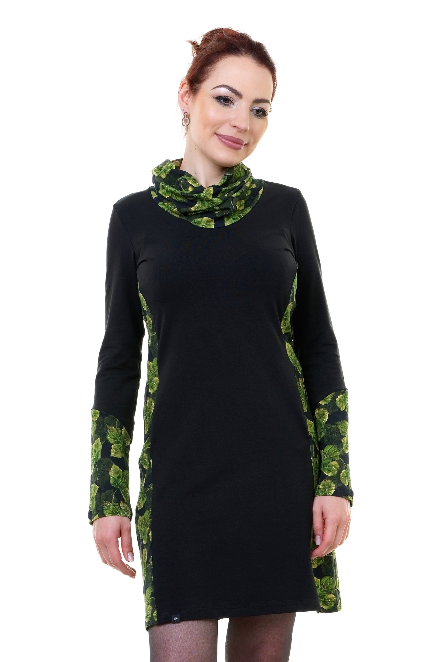 Herbstkönigin Kleid schwarz Blattzauber