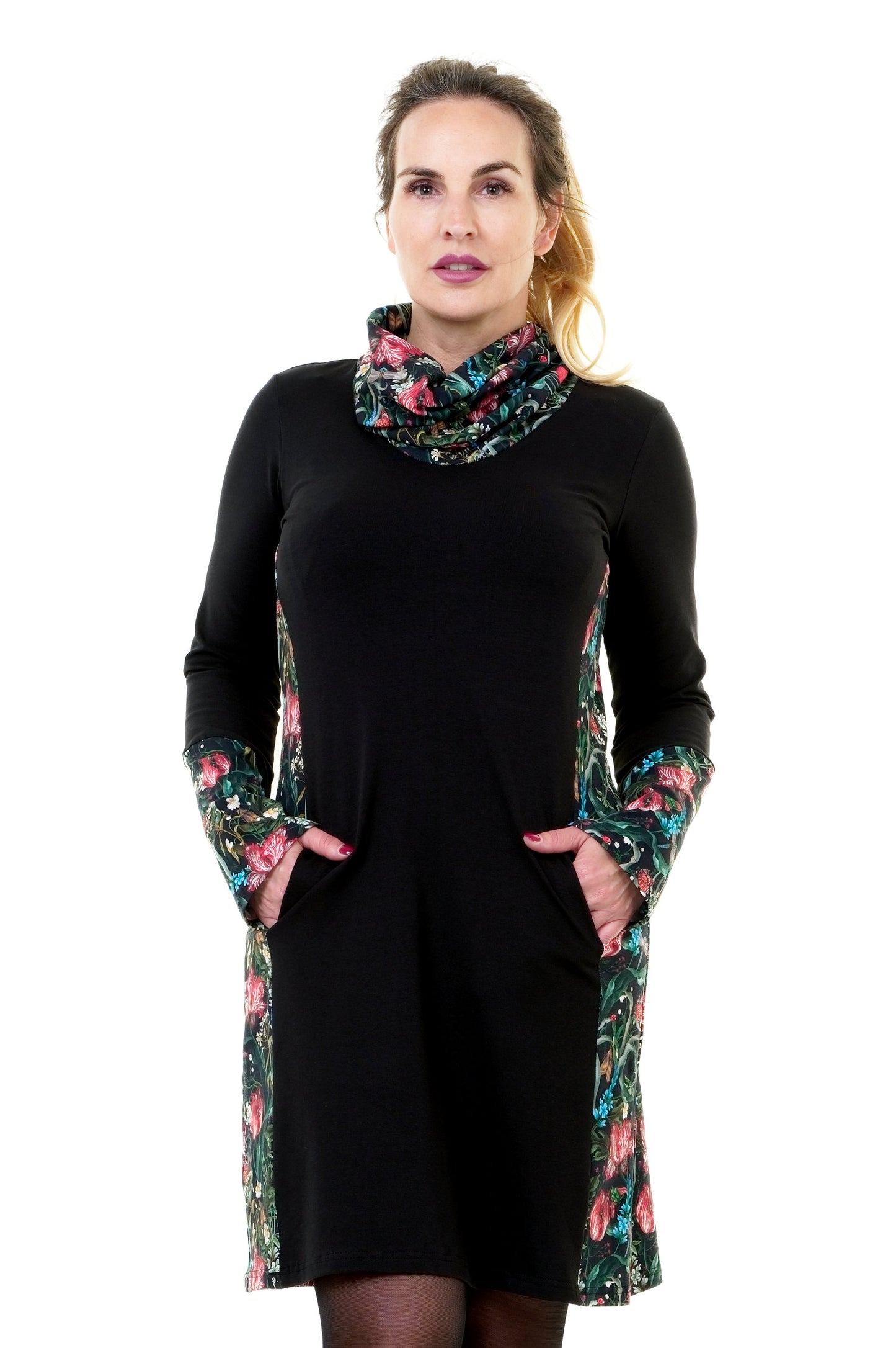 Herbstkönigin Kleid schwarz Dunkelbunt