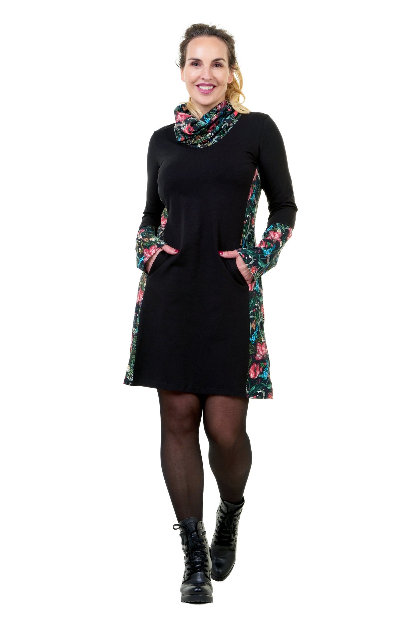 Herbstkönigin Kleid schwarz Dunkelbunt
