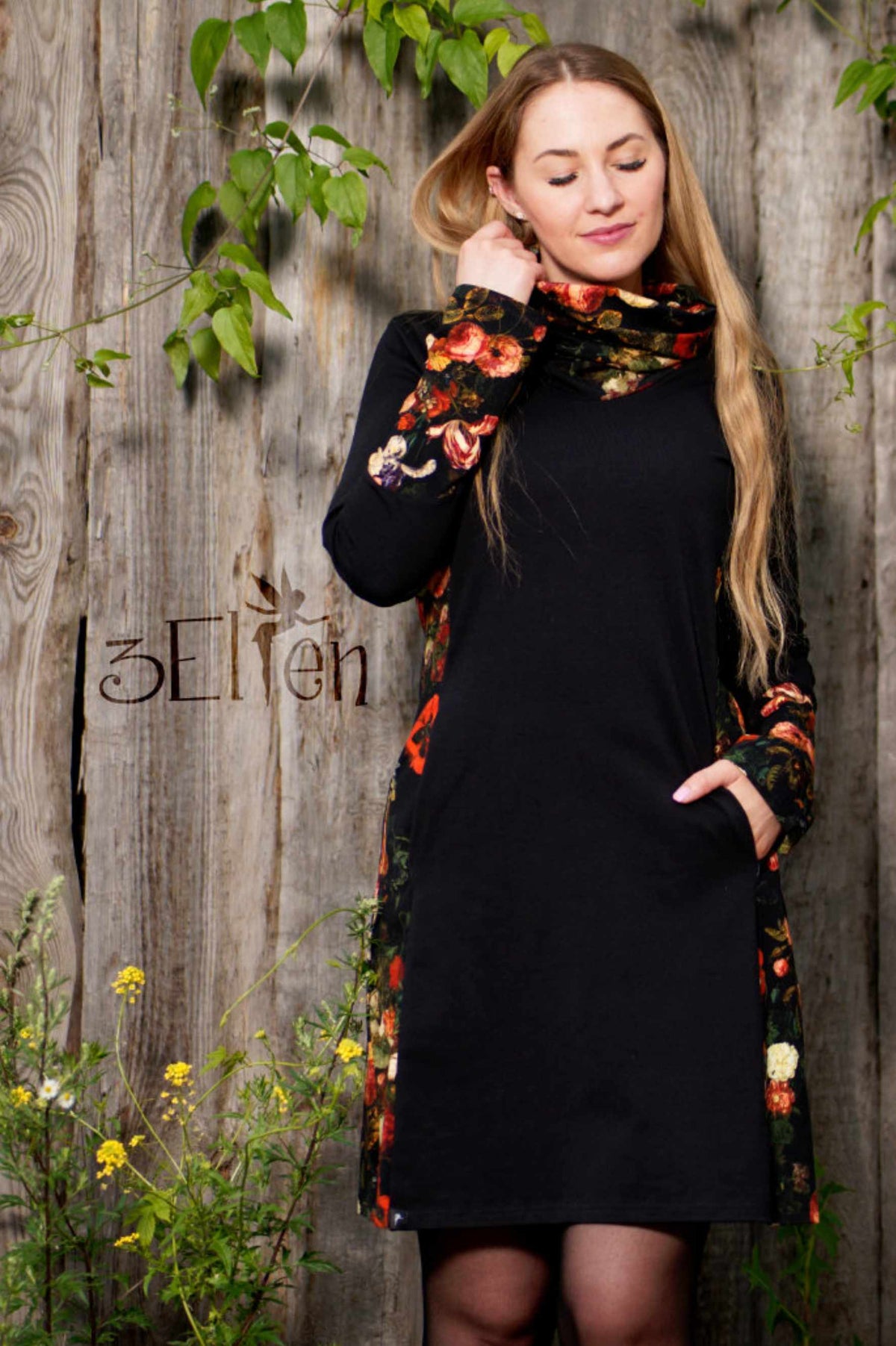 SALE Größe XS Herbstkönigin Kleid schwarz Mystic Rose