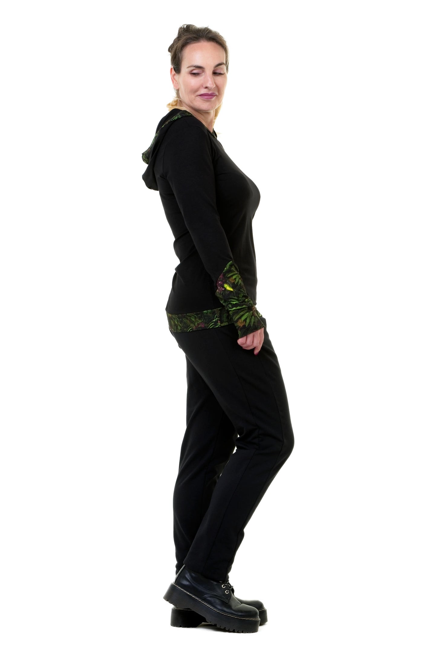 Hoodie Sommer schwarz Dschungel