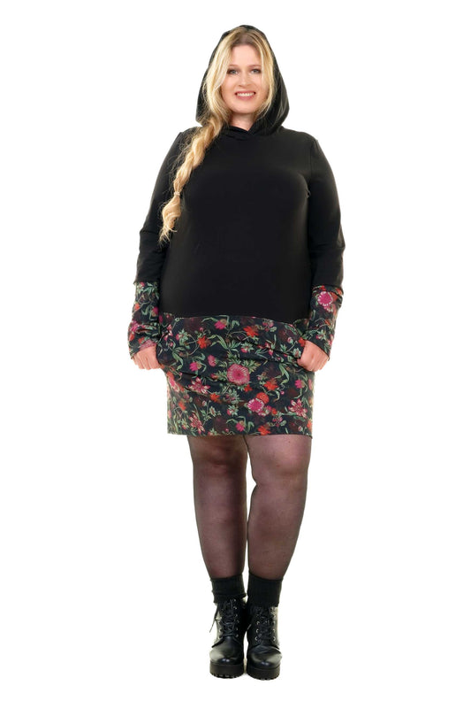 SALE Größe XS Hoodiekeid Winterzauber schwarz pinky flower