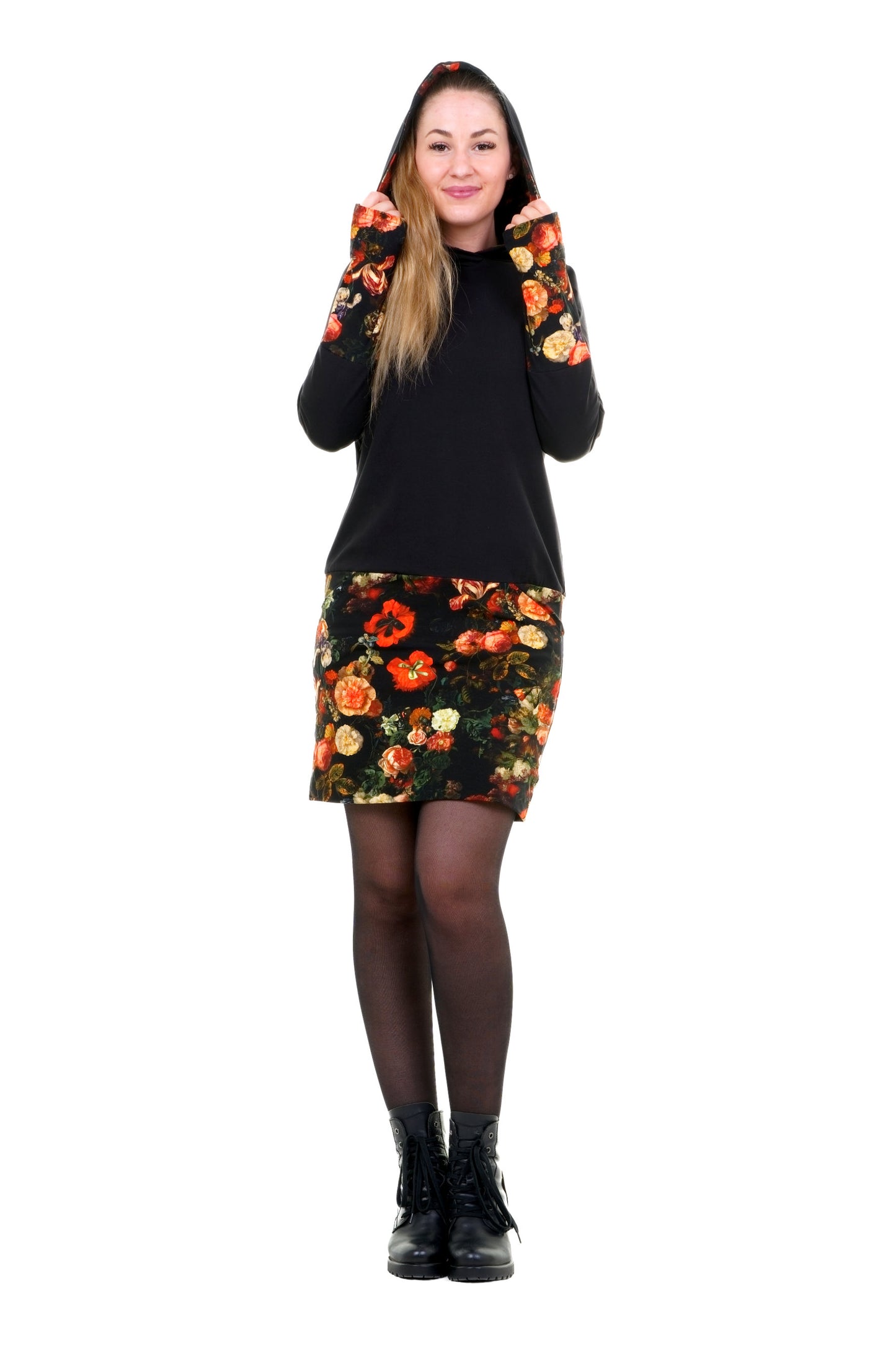 Hoodiekeid Winterzauber schwarz mystic rose