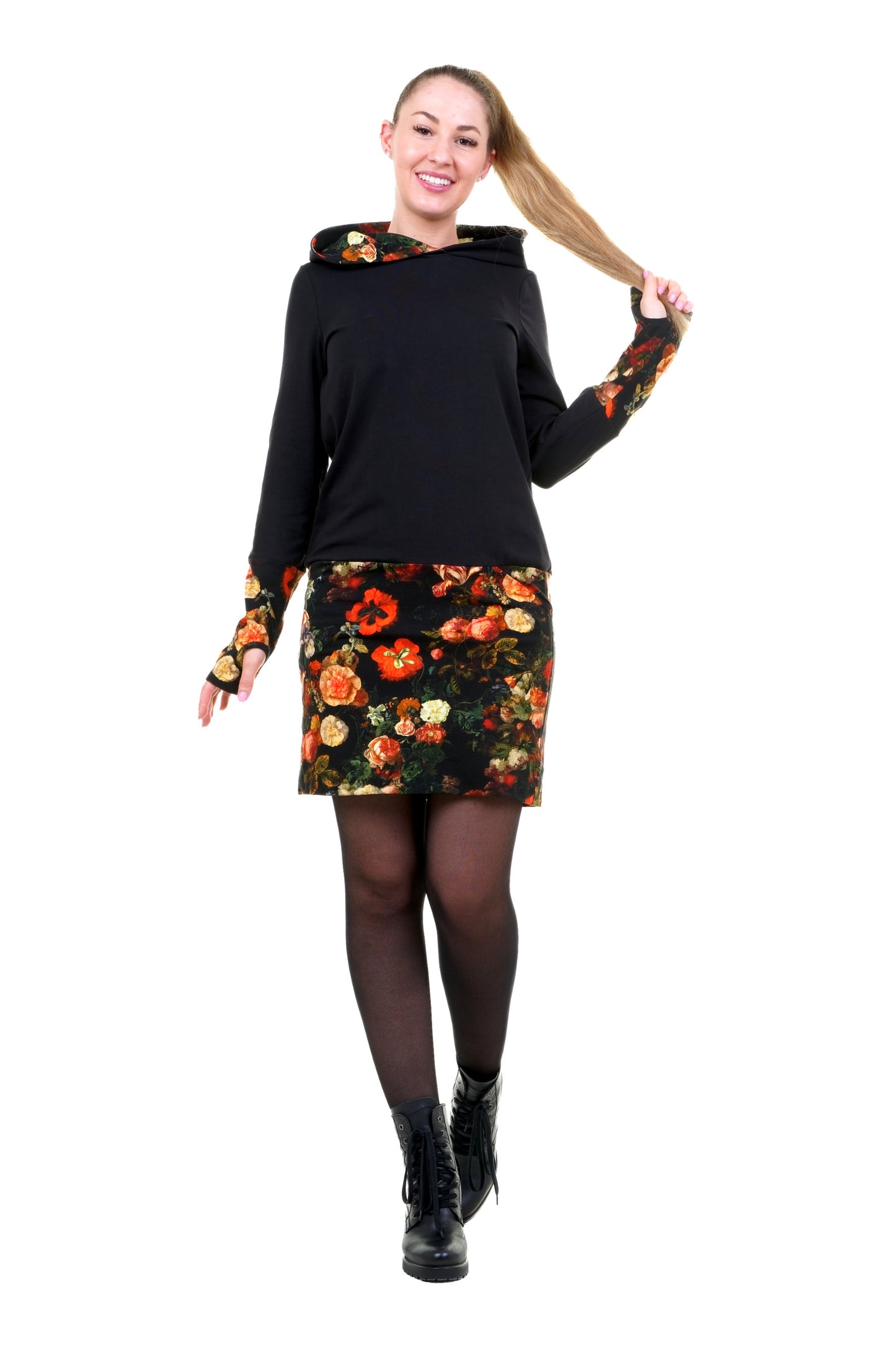 Hoodiekeid Winterzauber schwarz mystic rose