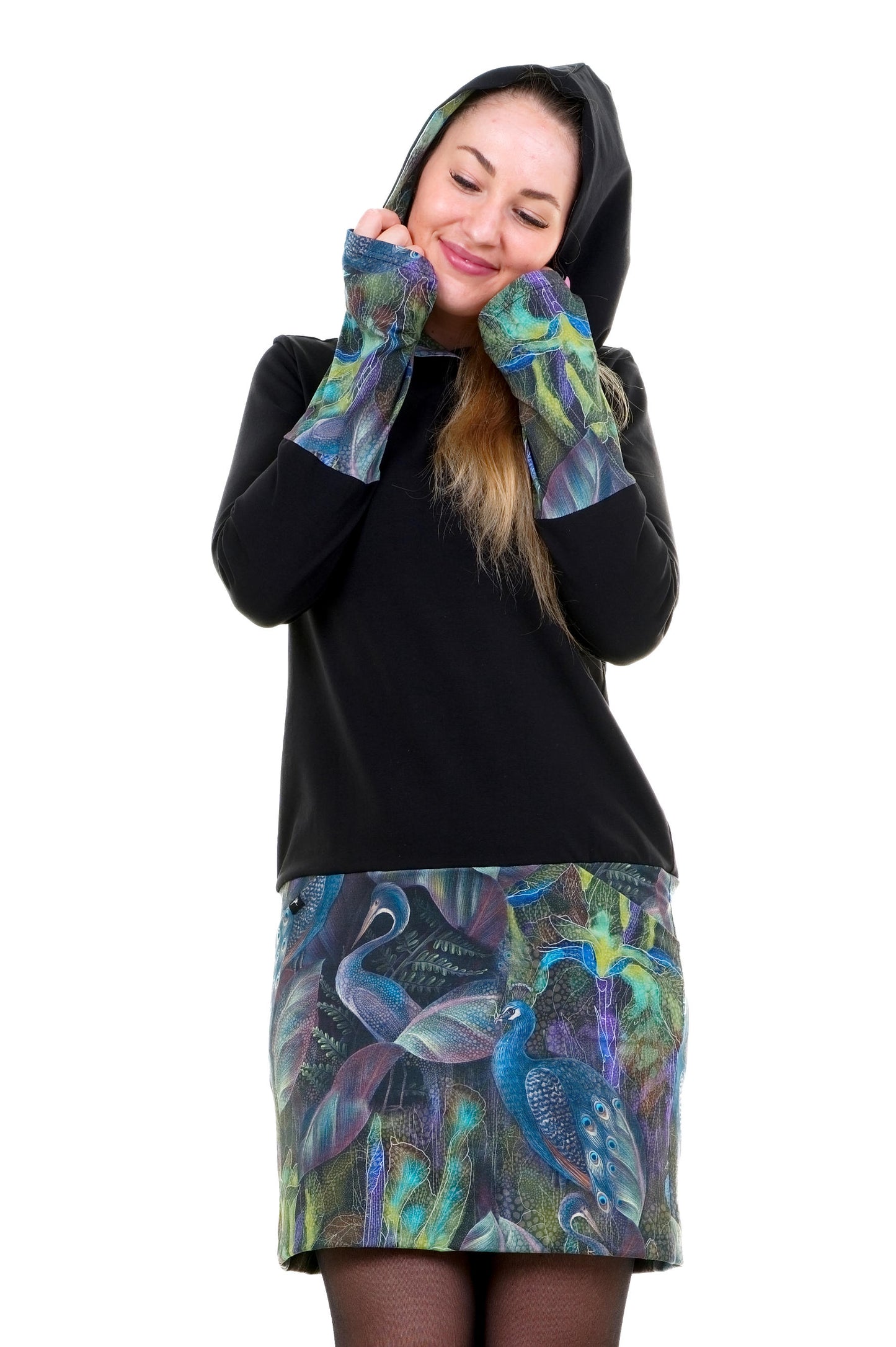 Hoodiekeid winter magic black mystic pfau