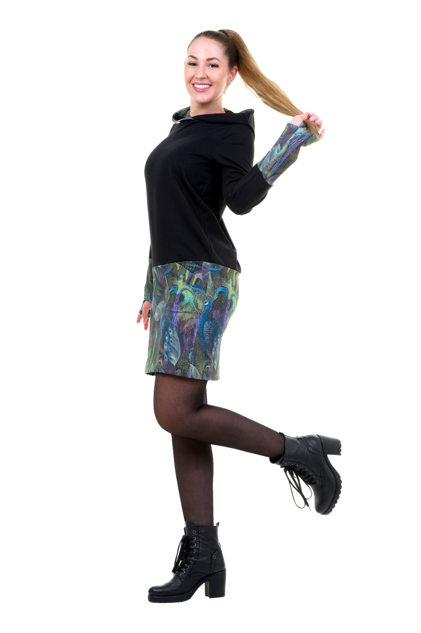 Hoodiekeid winter magic black mystic pfau
