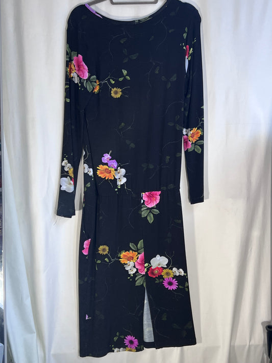 2. Hand Größe S Langes schwarzes Kleid mit Blumen