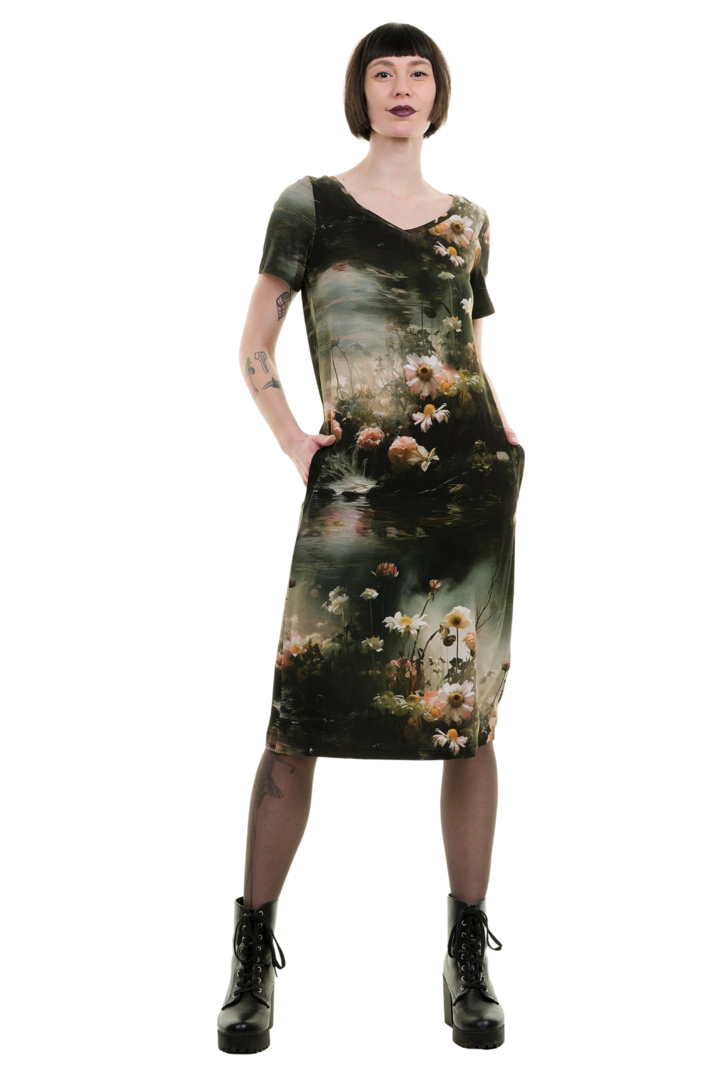 Jersey Kleid Relaxed lang Teichrosen