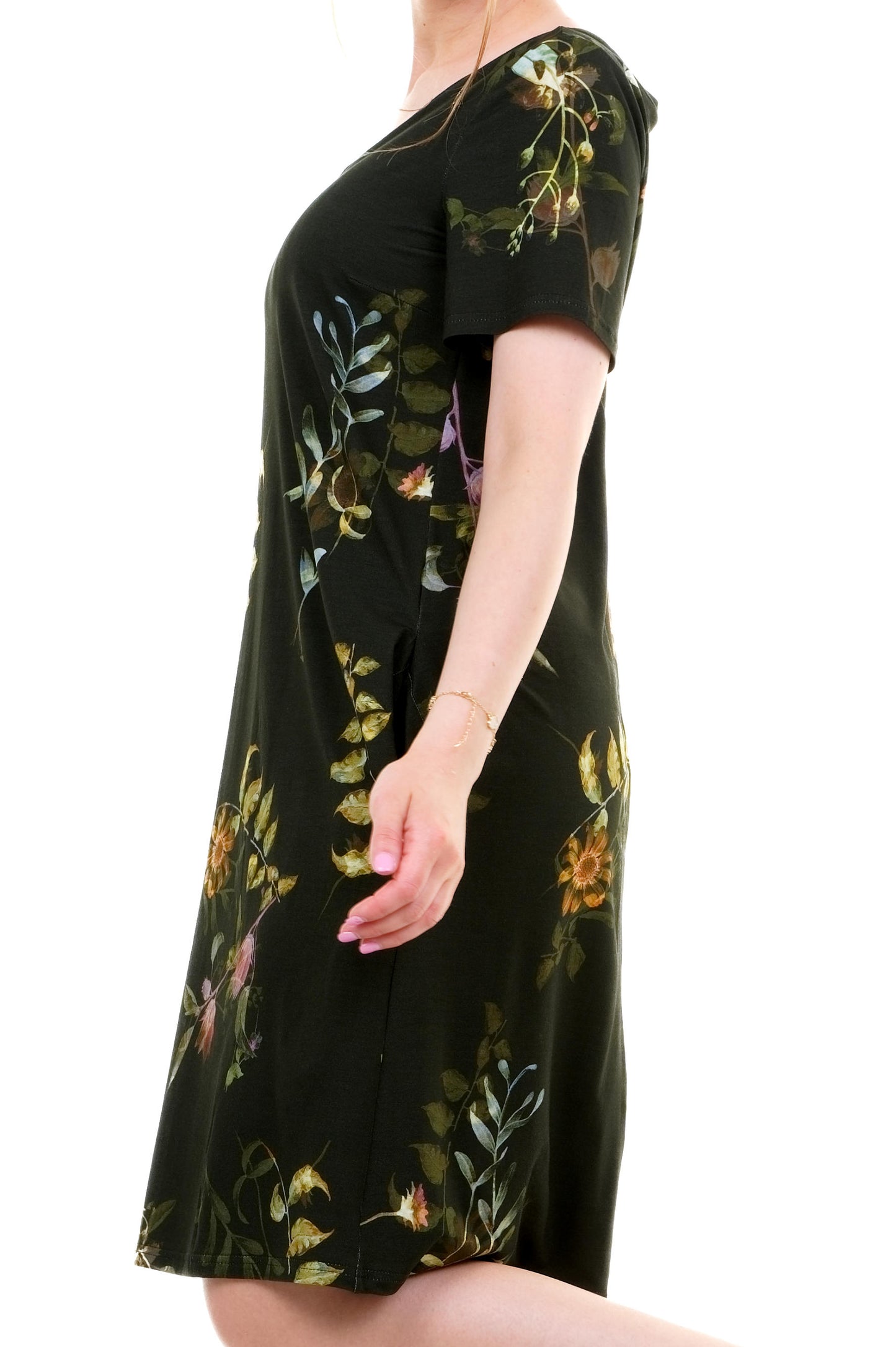 Jersey Dress Relaxed leaf whispers