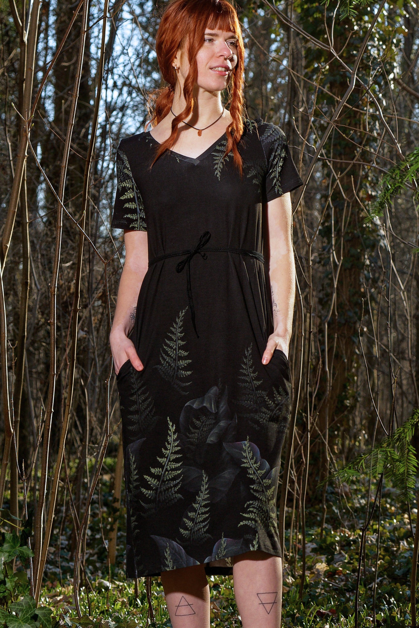 Jersey Dress Relaxed Hollyhocks