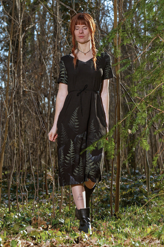 Jersey Kleid Relaxed lang Düsternfarn