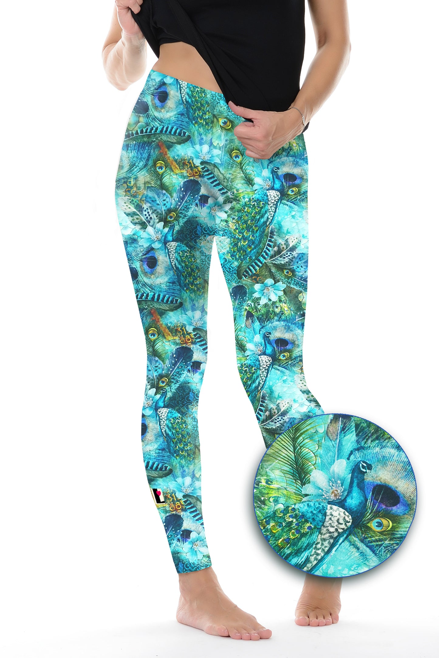 SALE Größe XXL Leggins Love pfau in blau