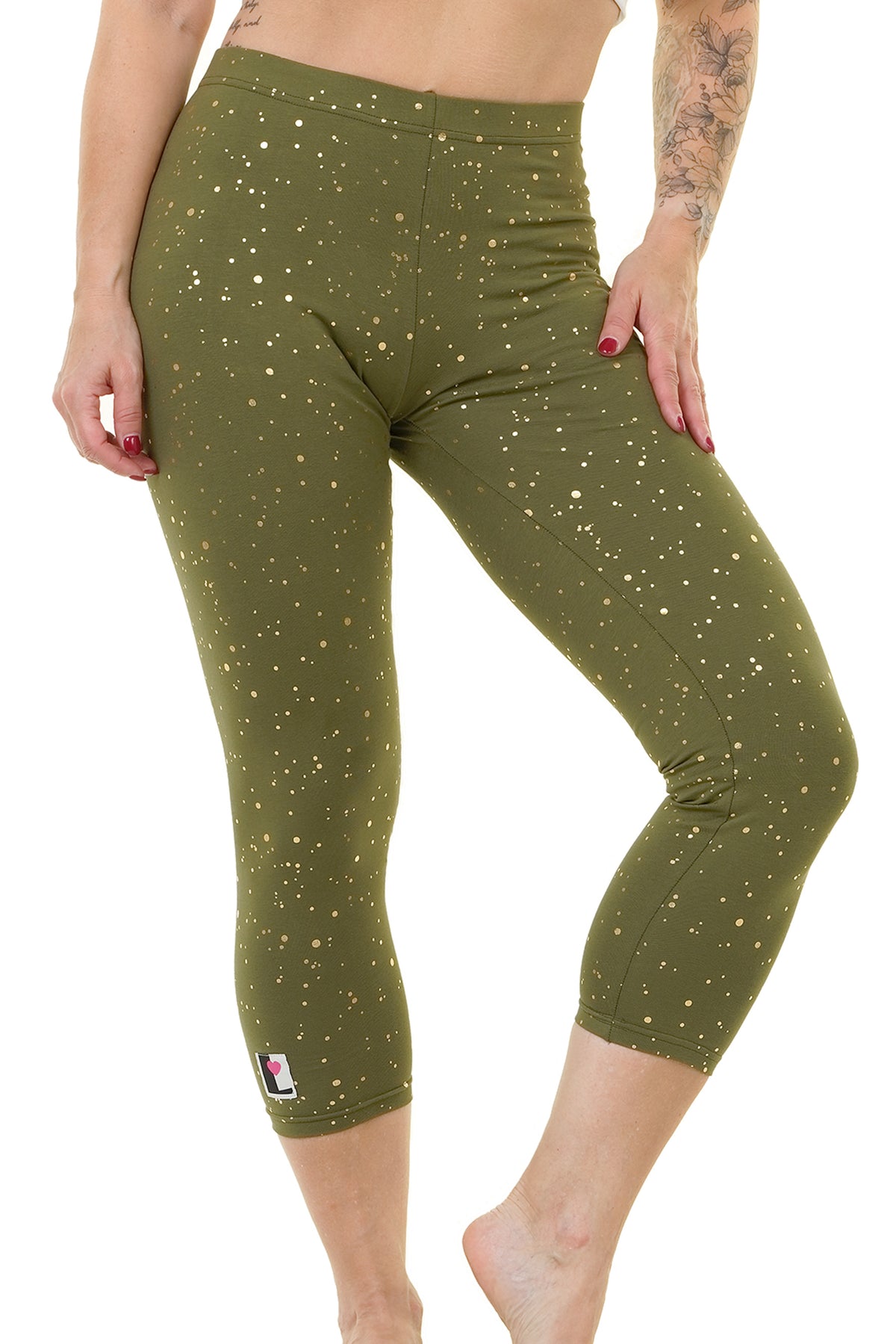Capri Leggings Goldregen grün von LegginsLove, Ansicht 2