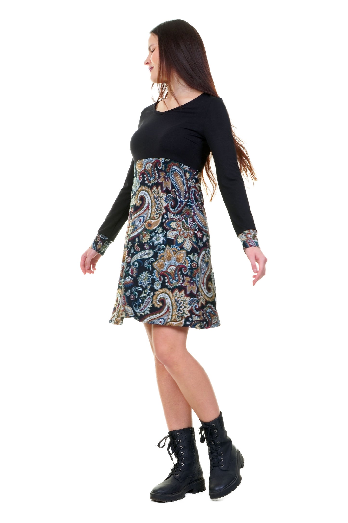 SALE Größe 4XL Lilly Kleid lang schwarz paisley