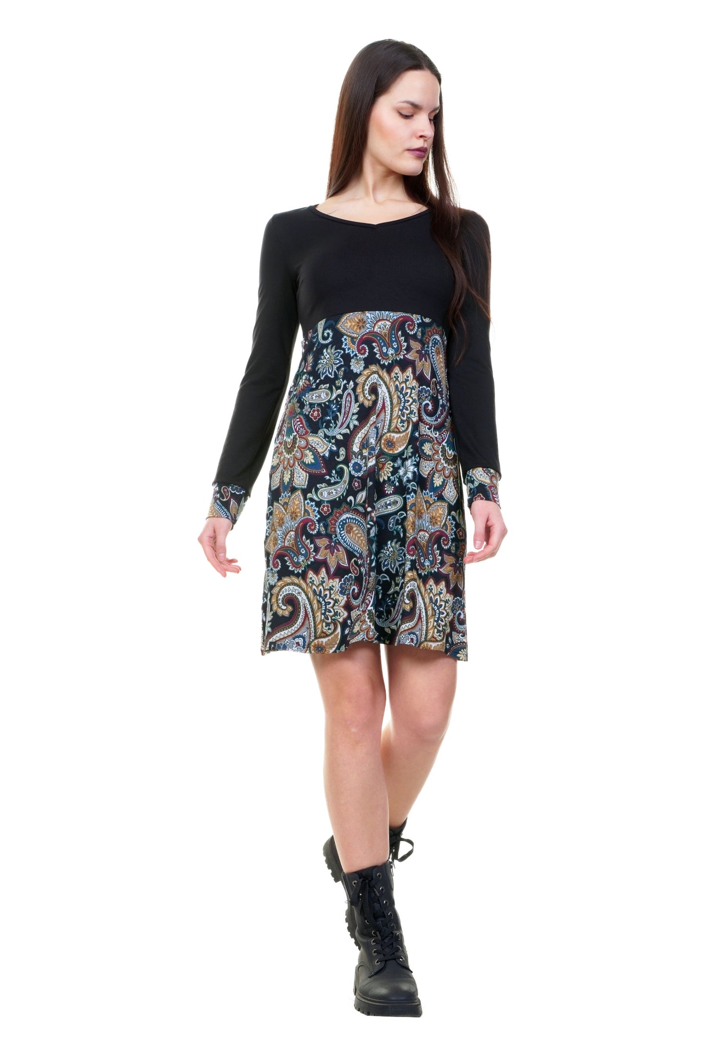 SALE Größe 4XL Lilly Kleid lang schwarz paisley
