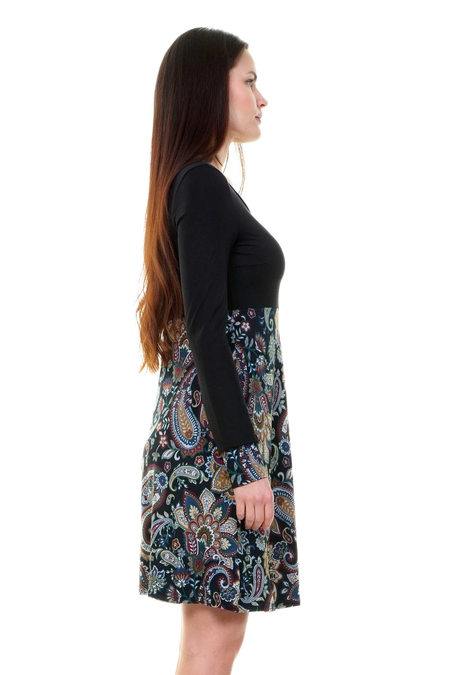 SALE Größe 4XL Lilly Kleid lang schwarz paisley