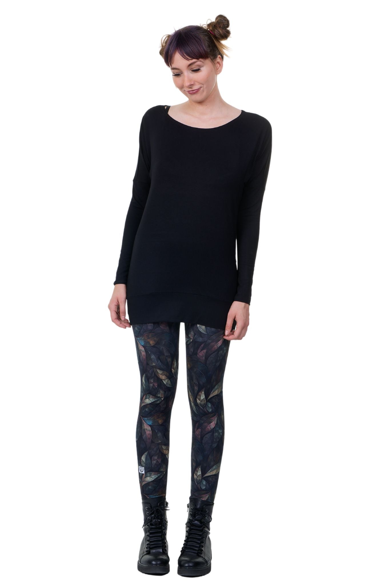 Robe longue ornement forêt grise au dos