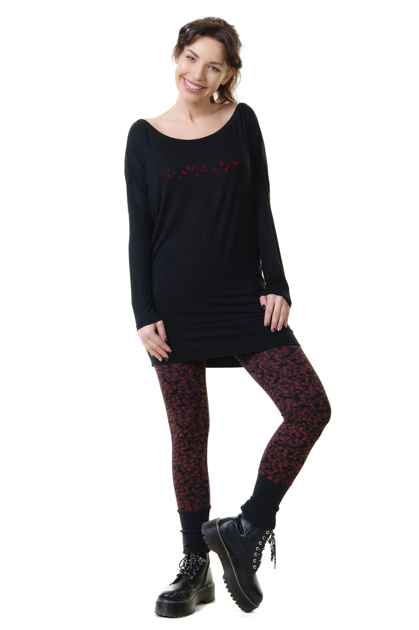 Leggins Viskose red flower