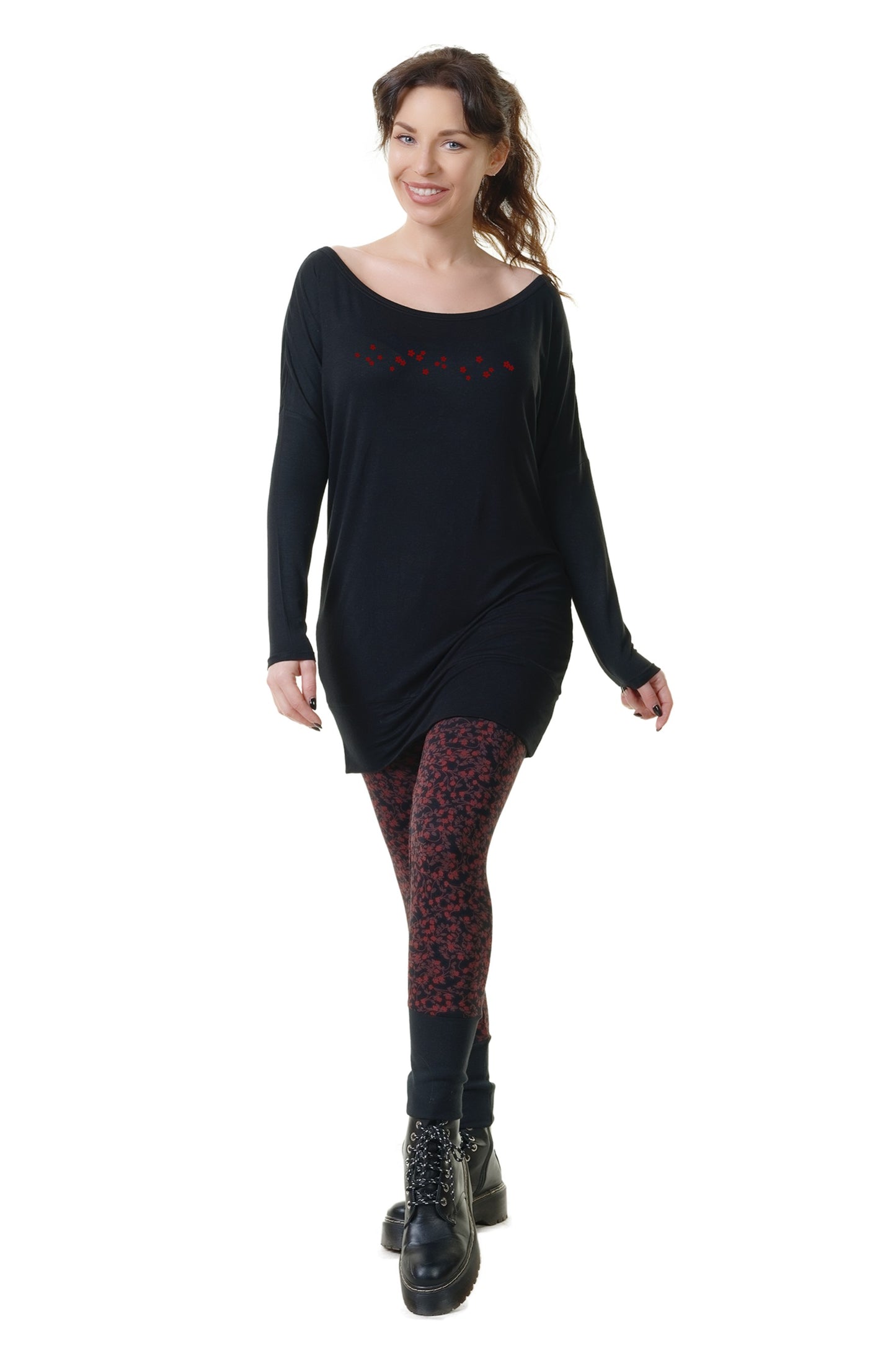 Leggins Viskose red flower