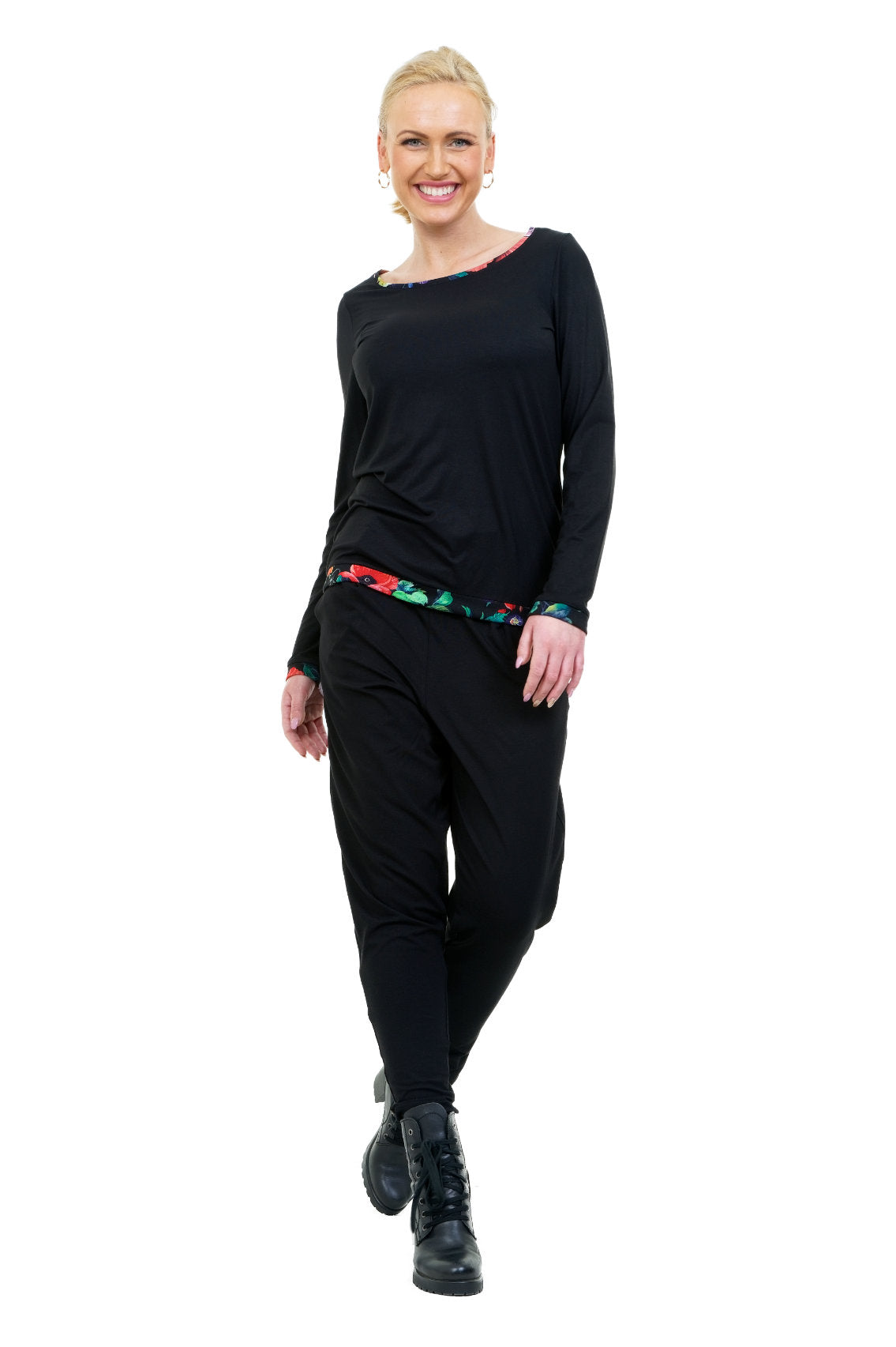 Longsleeve Leger schwarz mystic rose