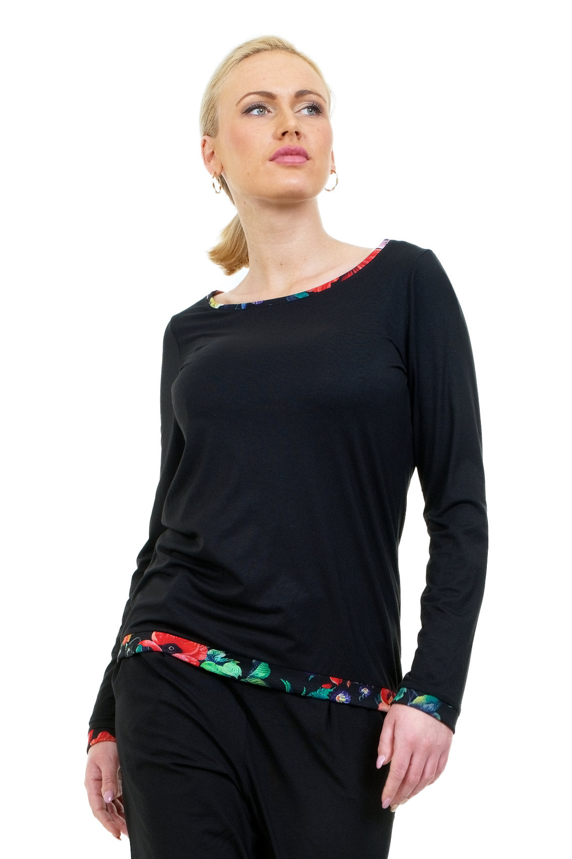 Longsleeve Leger schwarz mystic rose