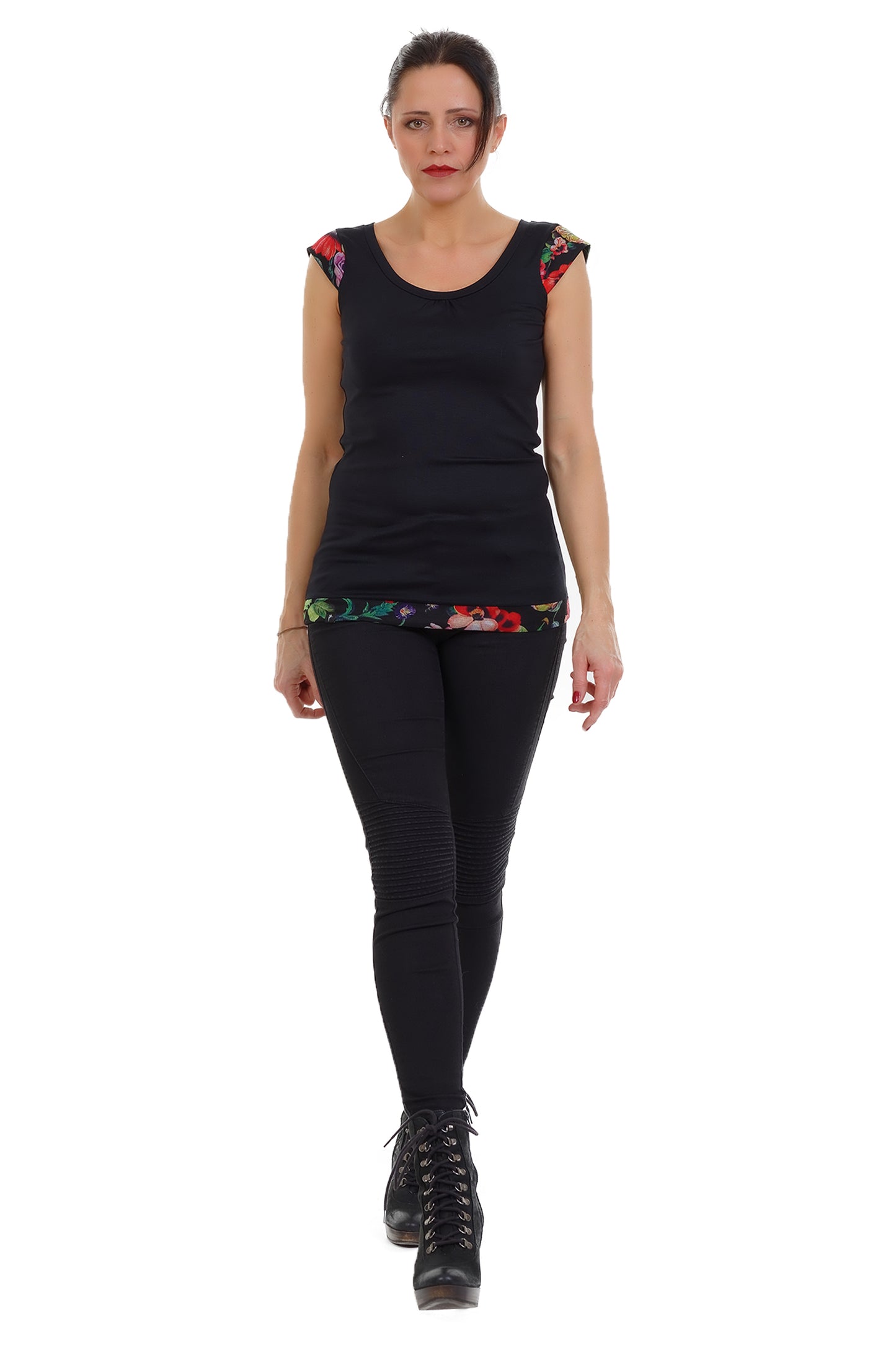 Magic Flower Tee Schwarz Mystic Rose