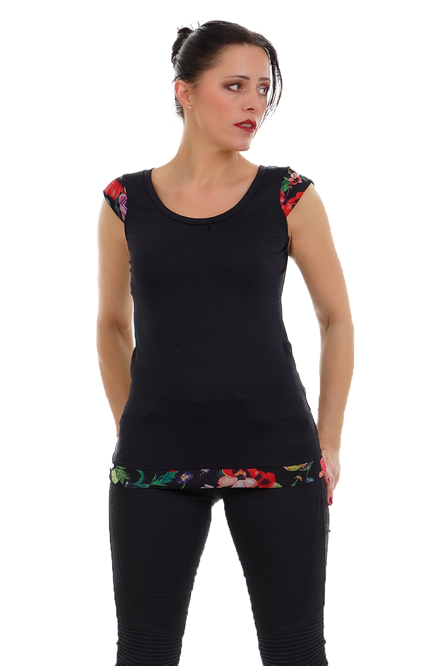 Magic Flower Tee Schwarz Mystic Rose