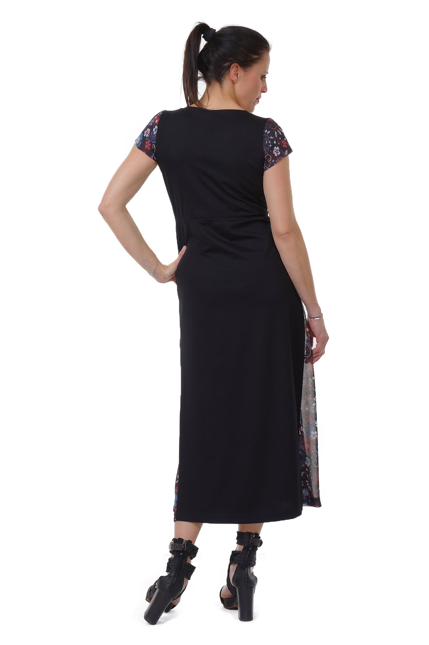 Magic Maxi Kleid schwarz blütenhauch