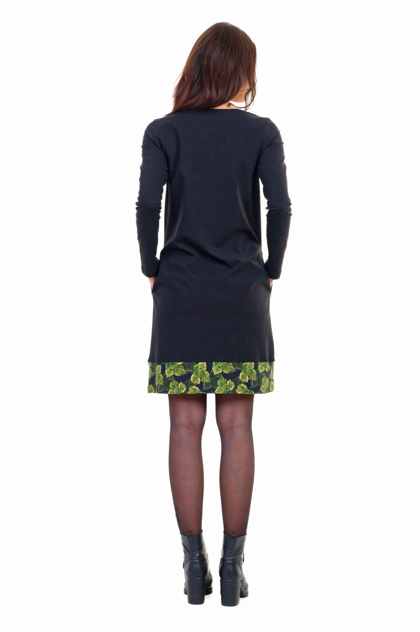 Miss Sixtie Kleid schwarz Blattzauber-