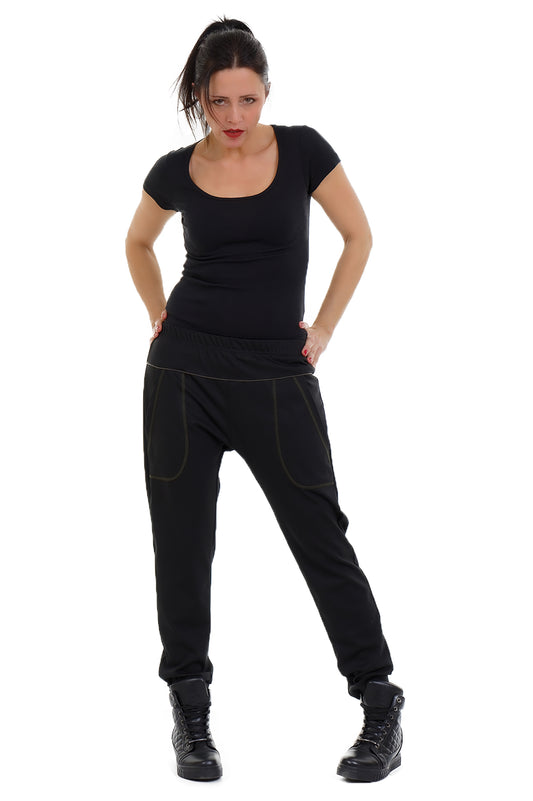 Maxi Baggy Hose schwarz oliv -