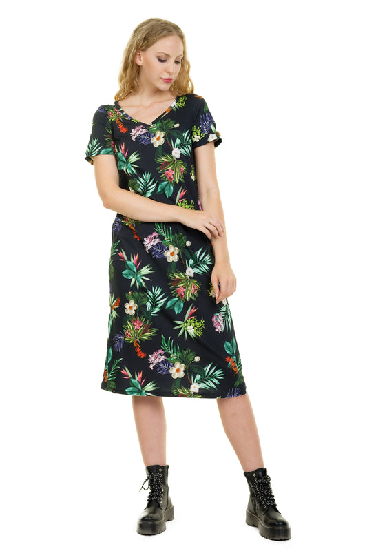 SALE Größe XS Relaxed Jersey Kleid lang Tropical