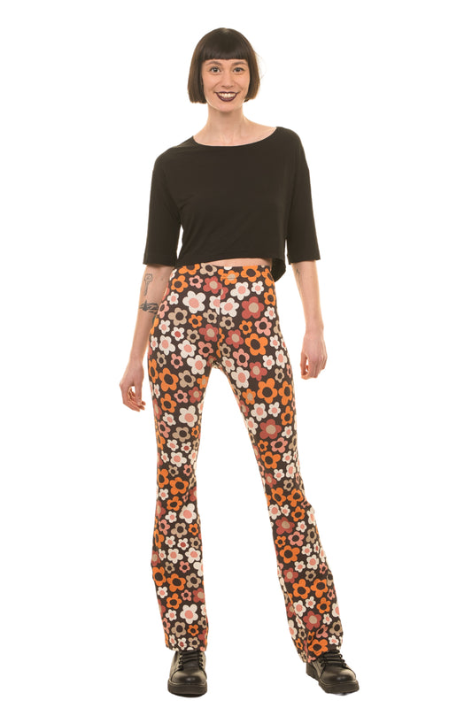 Flare Schlag Leggings retro Flower