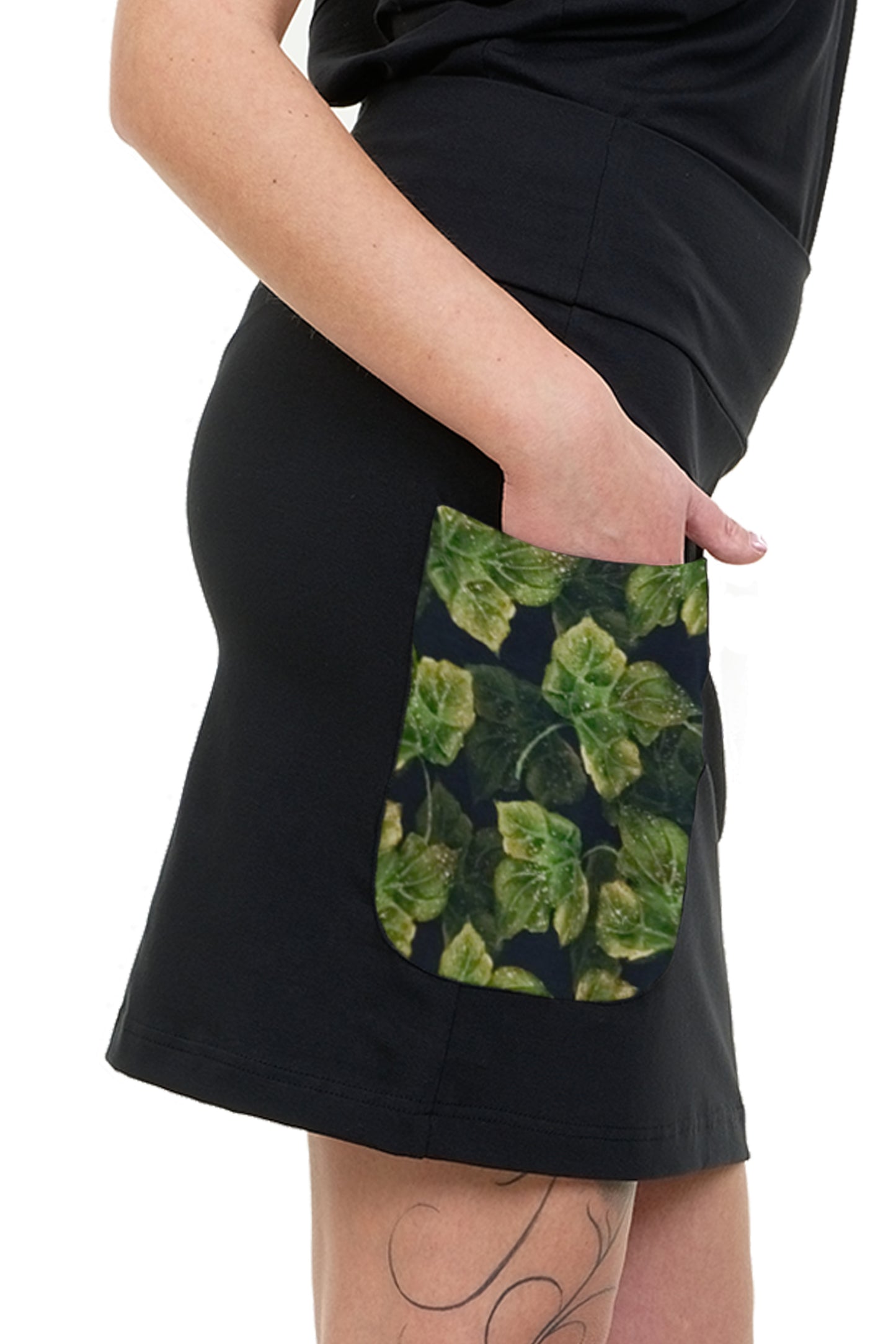 Taschenrock schwarz Blattzauber
