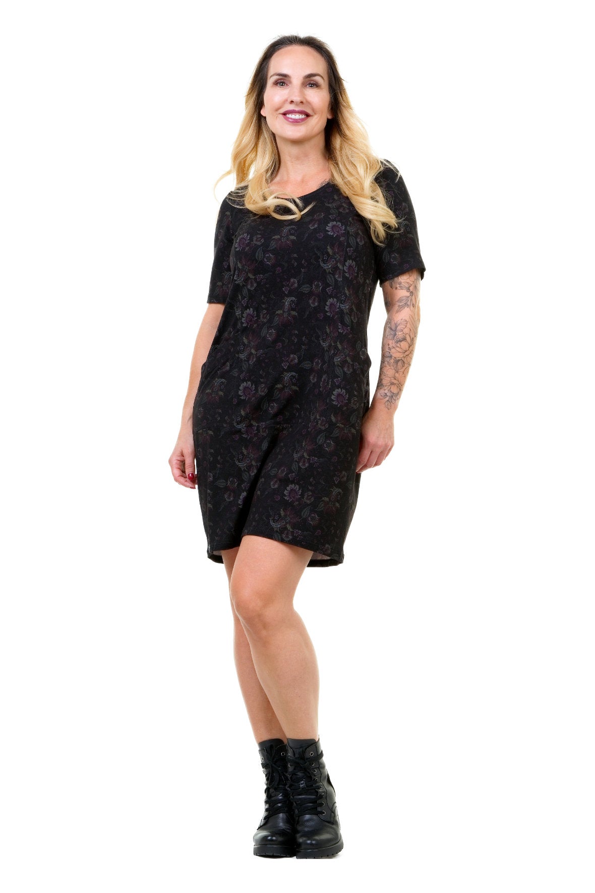 Wolkenkleid Feuerblume – Legeres Jersey Kleid mit Taschen