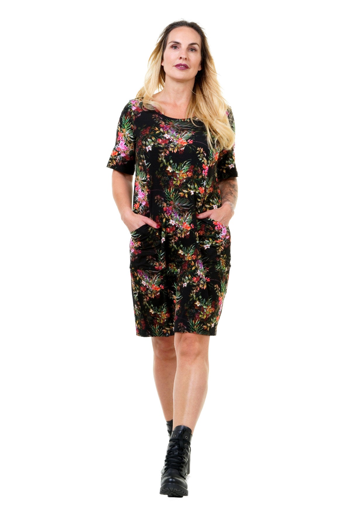 Wolkenkleid Prachtgarten – Legeres Jersey Kleid mit Taschen