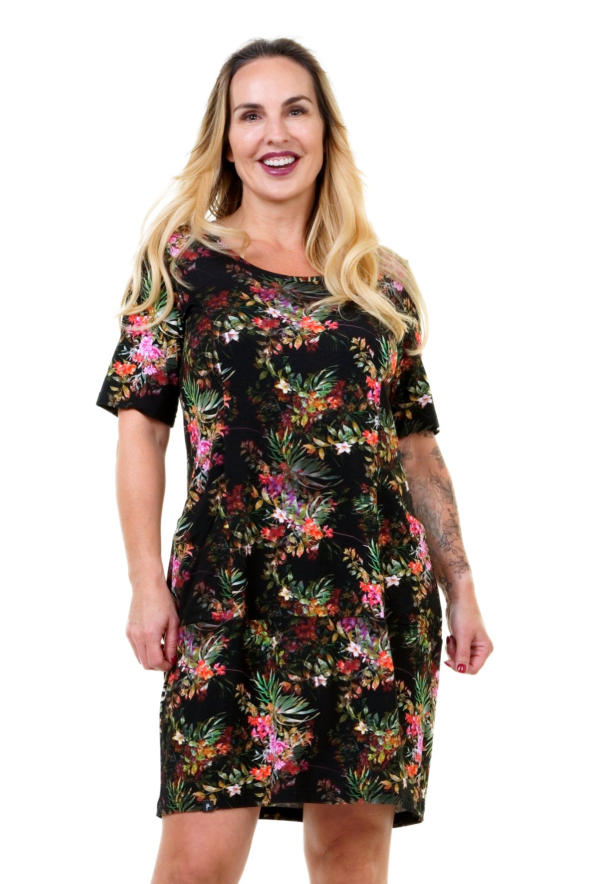 Wolkenkleid Prachtgarten – Legeres Jersey Kleid mit Taschen