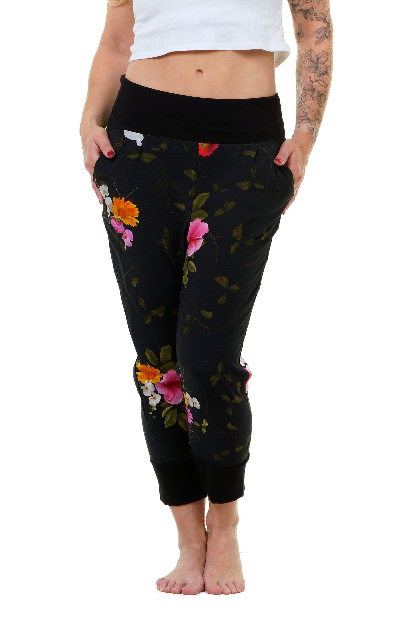 Yoga Hose Blusenstoff Sunflowers