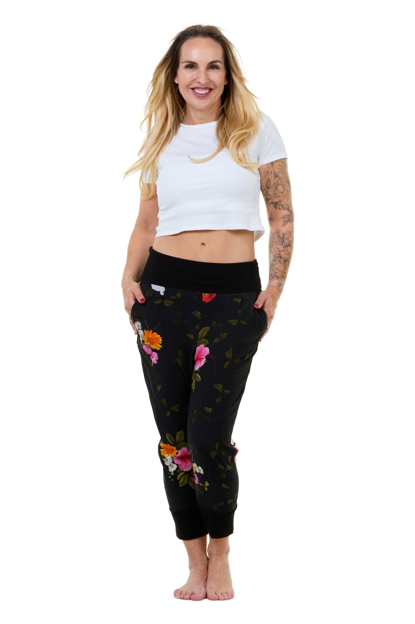 Yoga Hose Blusenstoff Sunflowers