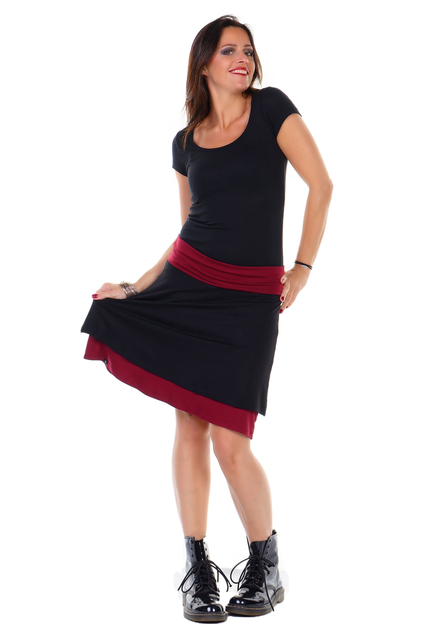 Jupe double noir bordeaux