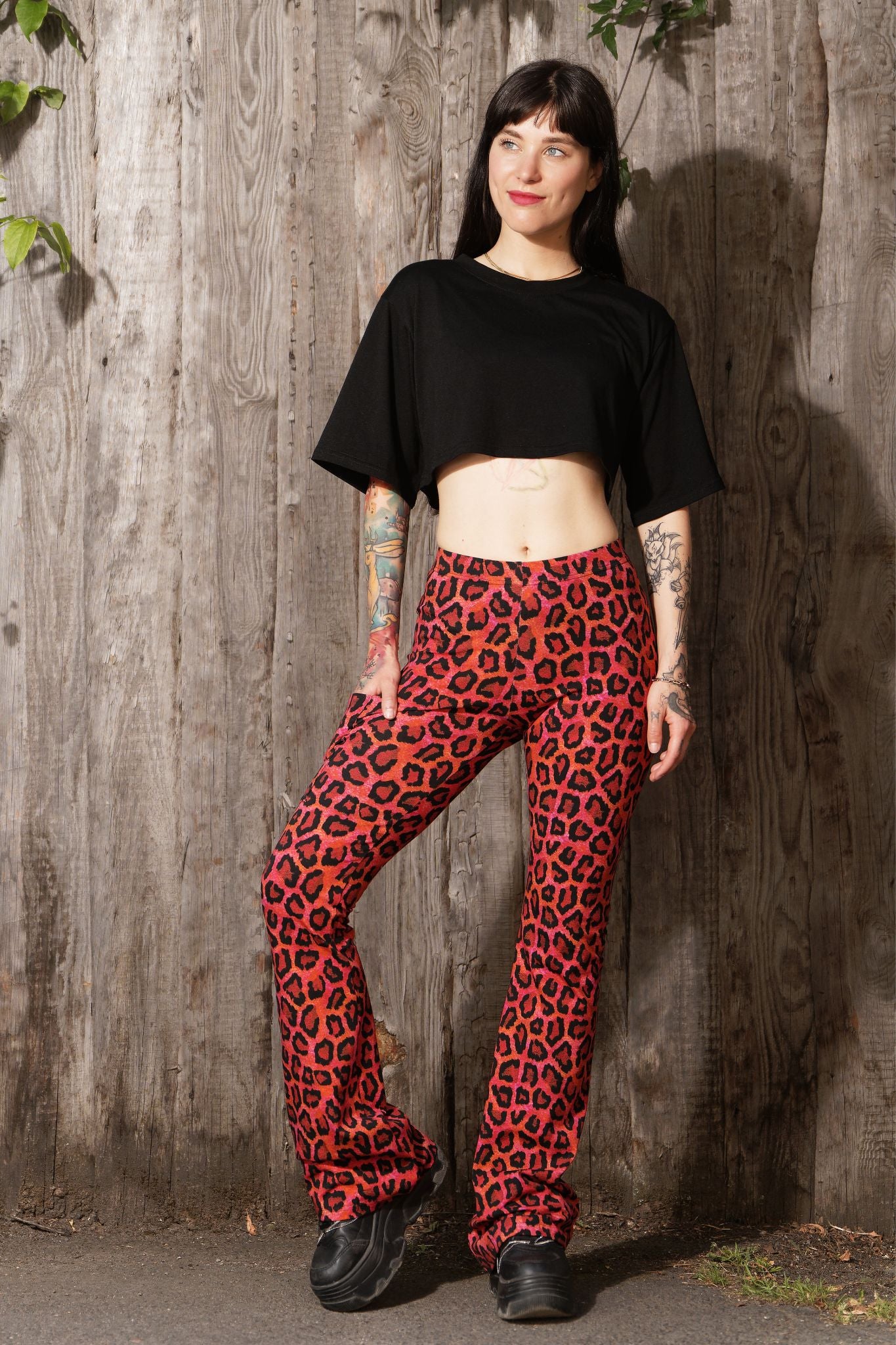 Flare Schlag Leggings Fesche Mieze rot